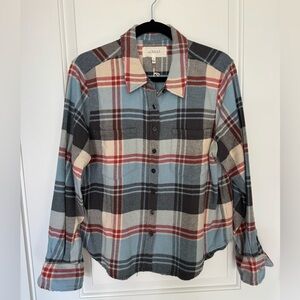 The Great Plaid Blue/Red Flannel Long Sleeve Shirt Size 3 / L NWT